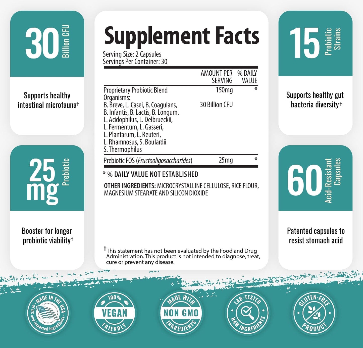 Probiotic - 30 Billion CFU - 15 Strains