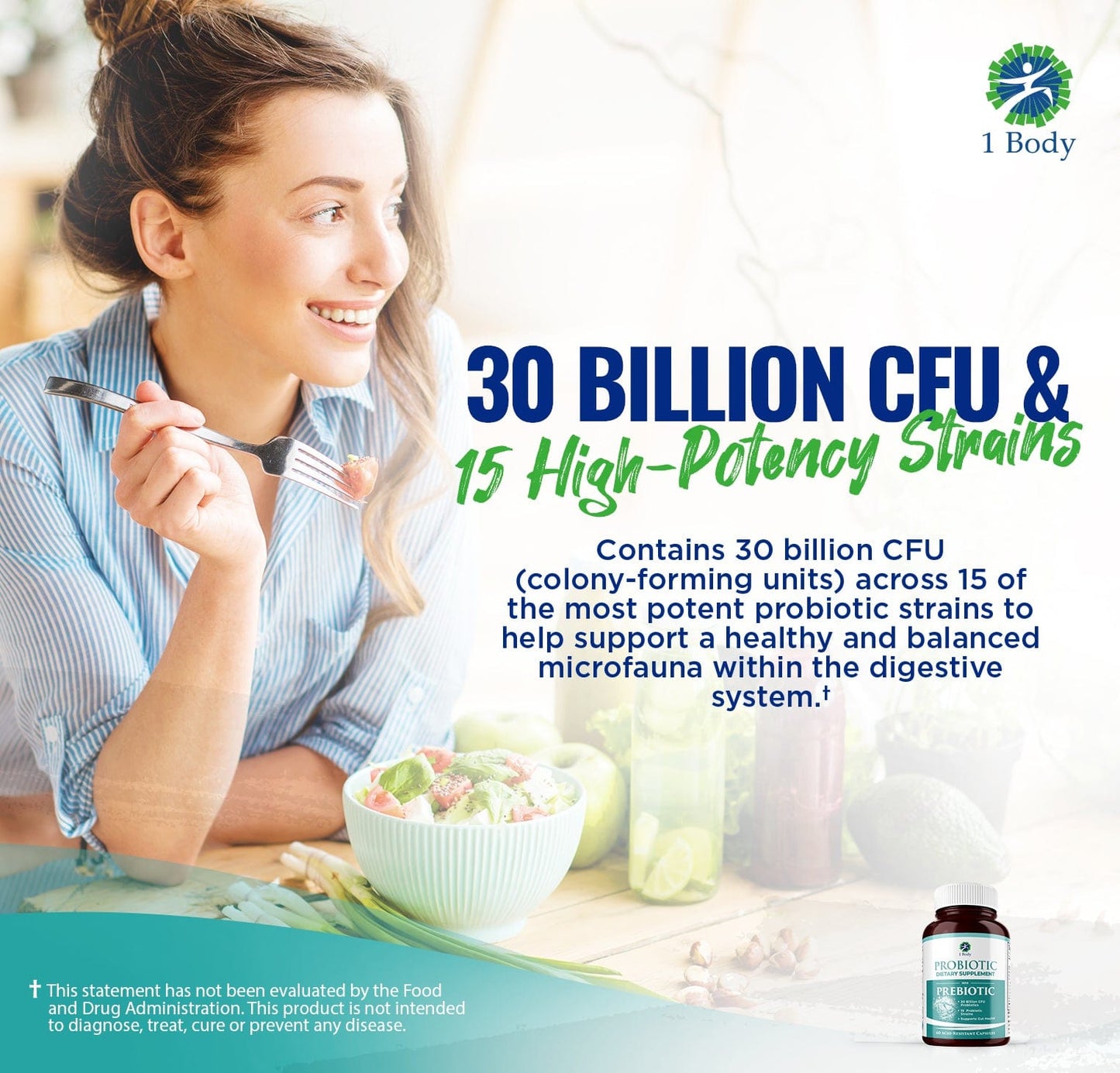Probiotic - 30 Billion CFU - 15 Strains