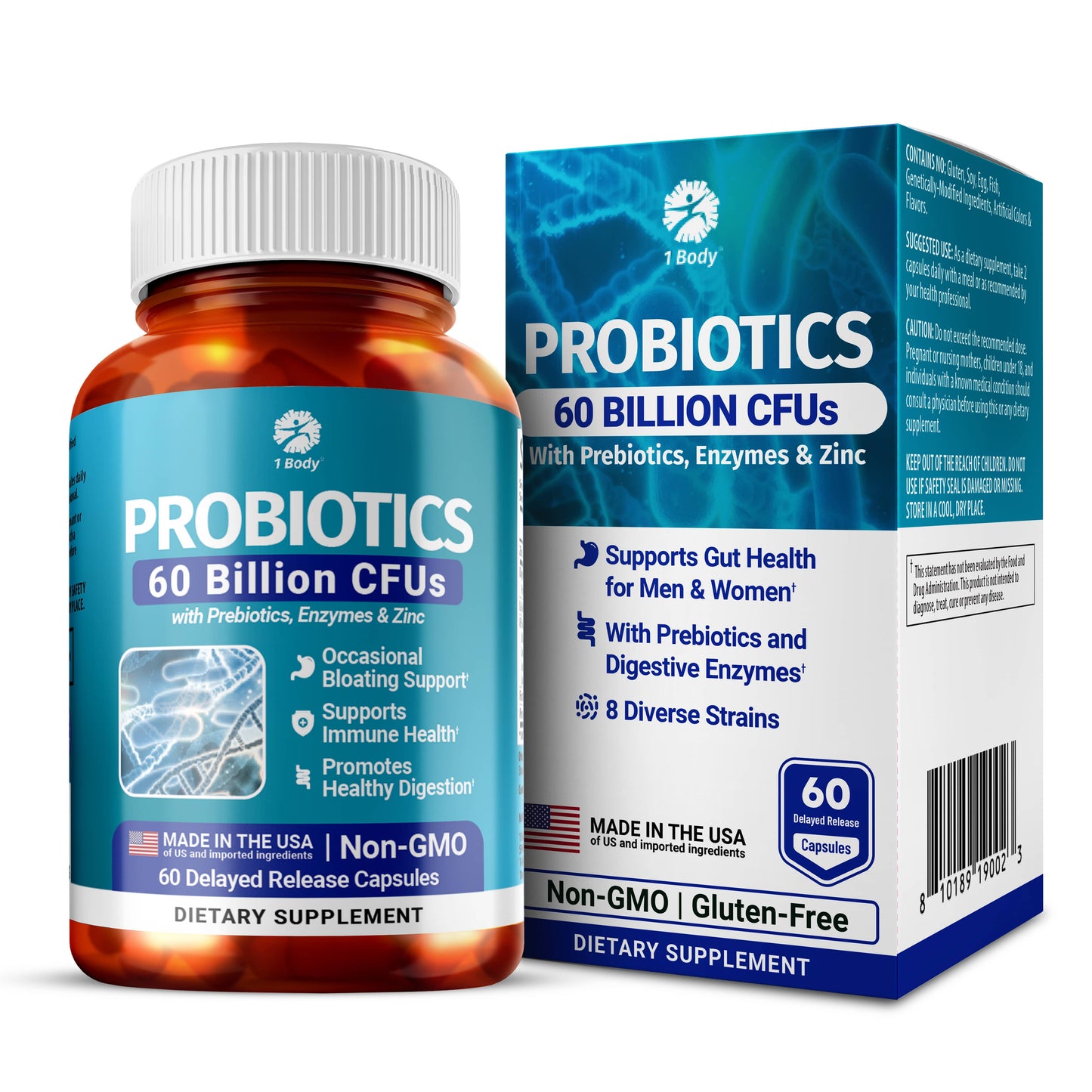 Probiotics 60B CFU with Prebiotics, Enzymes & Zinc
