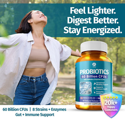 Probiotics 60B CFU with Prebiotics, Enzymes & Zinc