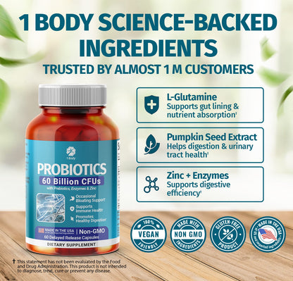 Probiotics 60B CFU with Prebiotics, Enzymes & Zinc